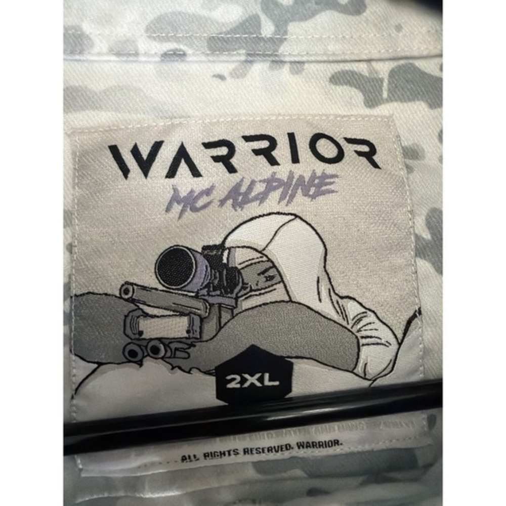Warrior MC Alpine Camo Button Down Shirt Men's 2XL Gray Tactical Hunting.   3982
